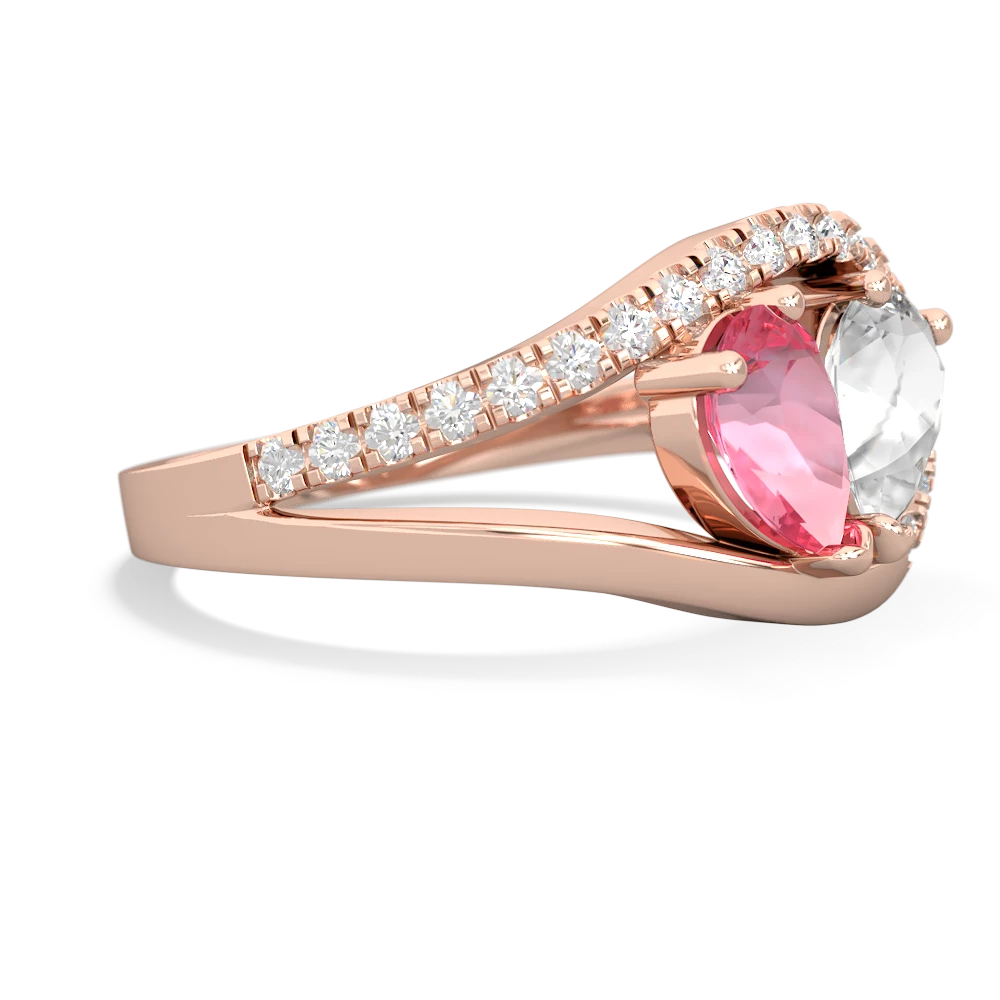 Lab Pink Sapphire Nestled Heart Keepsake 14K Rose Gold ring R5650