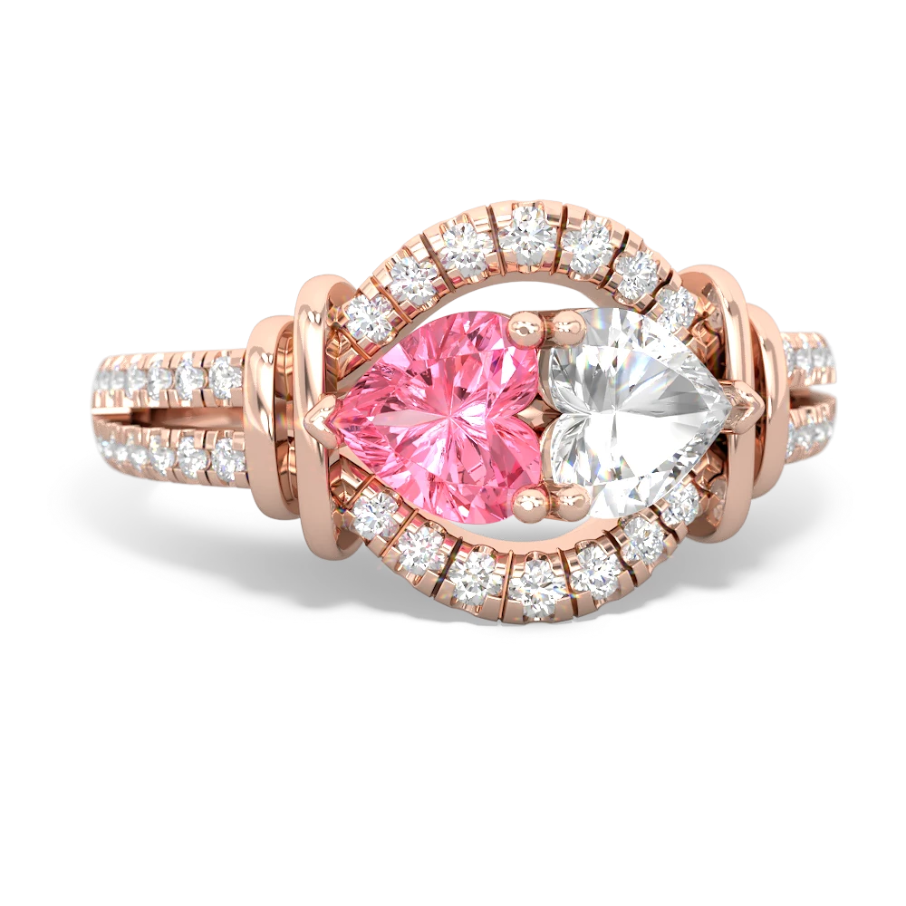 Lab Pink Sapphire Art-Deco Keepsake 14K Rose Gold ring R5630