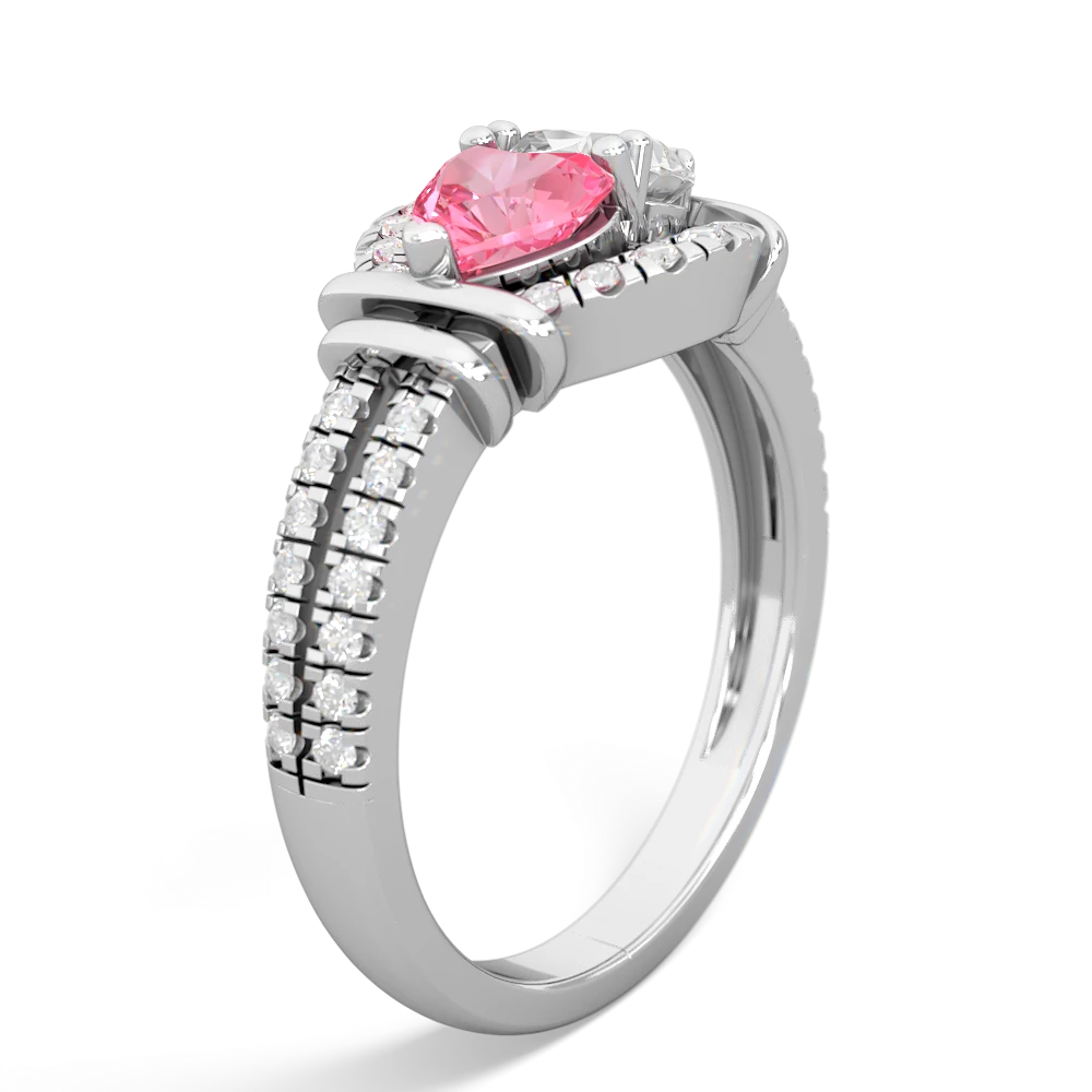 Lab Pink Sapphire Art-Deco Keepsake 14K White Gold ring R5630