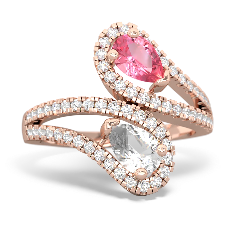 Lab Pink Sapphire Diamond Dazzler 14K Rose Gold ring R3000