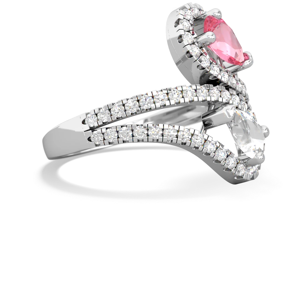 Lab Pink Sapphire Diamond Dazzler 14K White Gold ring R3000