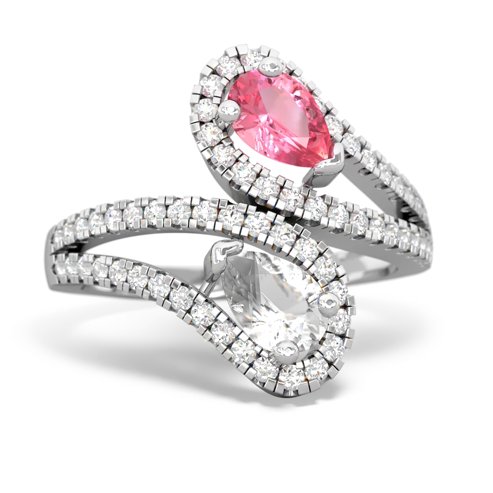 Lab Pink Sapphire Diamond Dazzler 14K White Gold ring R3000