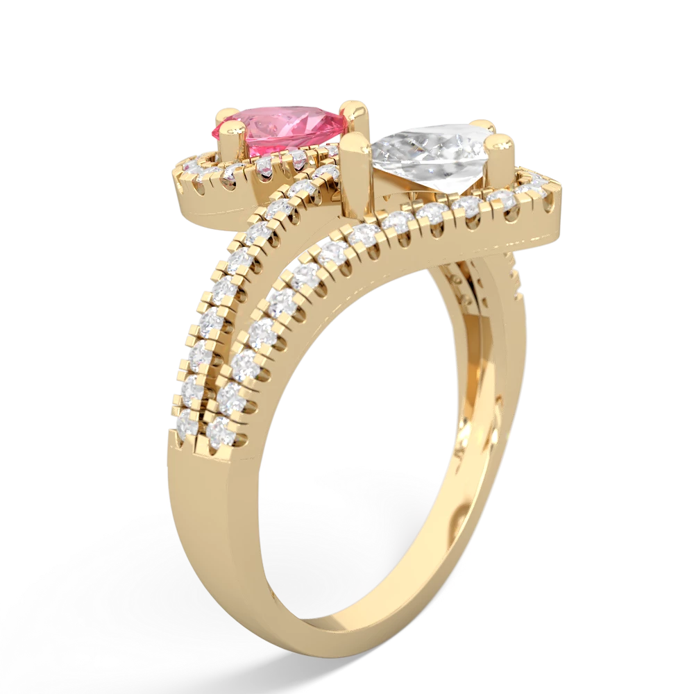 Lab Pink Sapphire Diamond Dazzler 14K Yellow Gold ring R3000