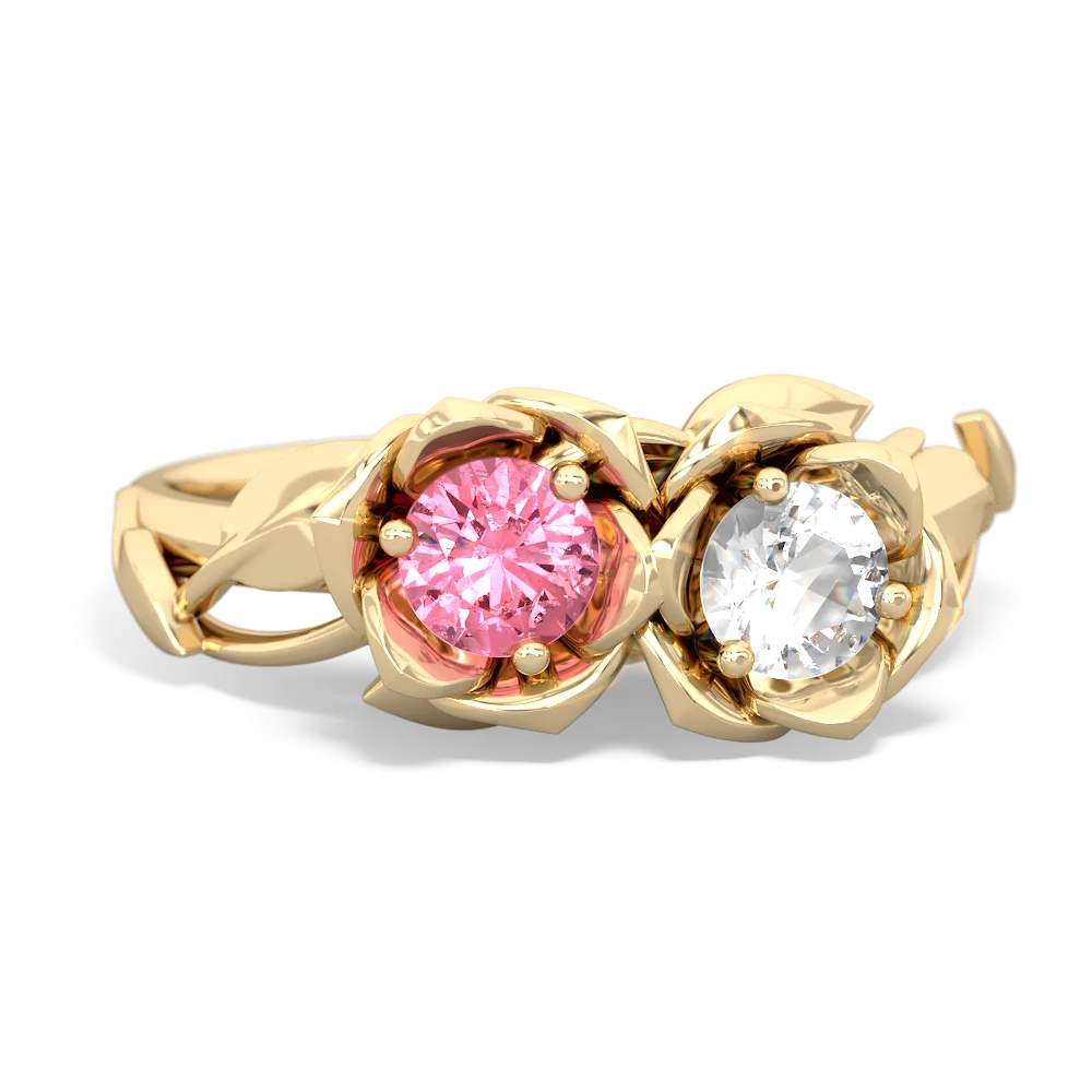 Lab Pink Sapphire Rose Garden 14K Yellow Gold ring R5510