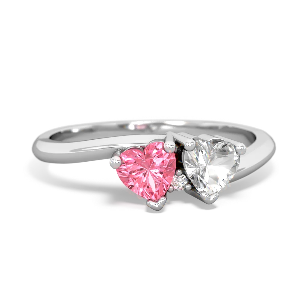 Lab Pink Sapphire Sweethearts 14K White Gold ring R5260