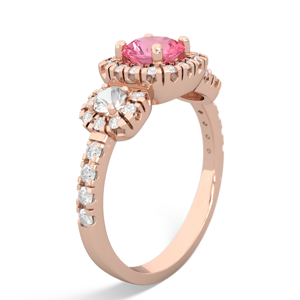 Lab Pink Sapphire Regal Halo 14K Rose Gold ring R5350