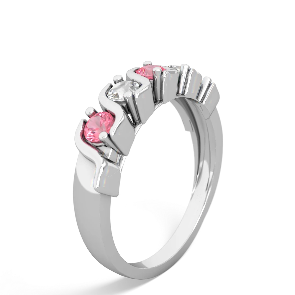 Lab Pink Sapphire Anniversary Band 14K White Gold ring R2089