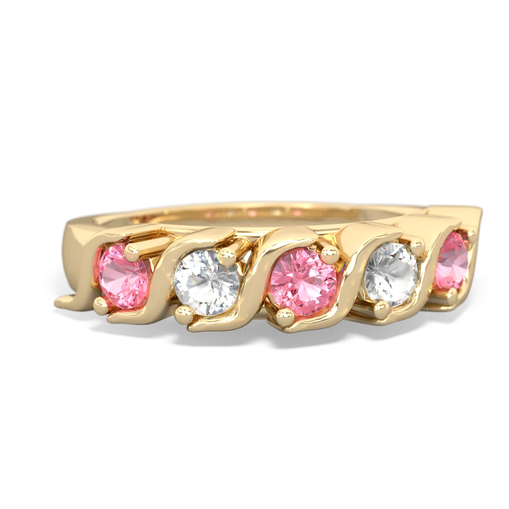 Lab Pink Sapphire Anniversary Band 14K Yellow Gold ring R2089