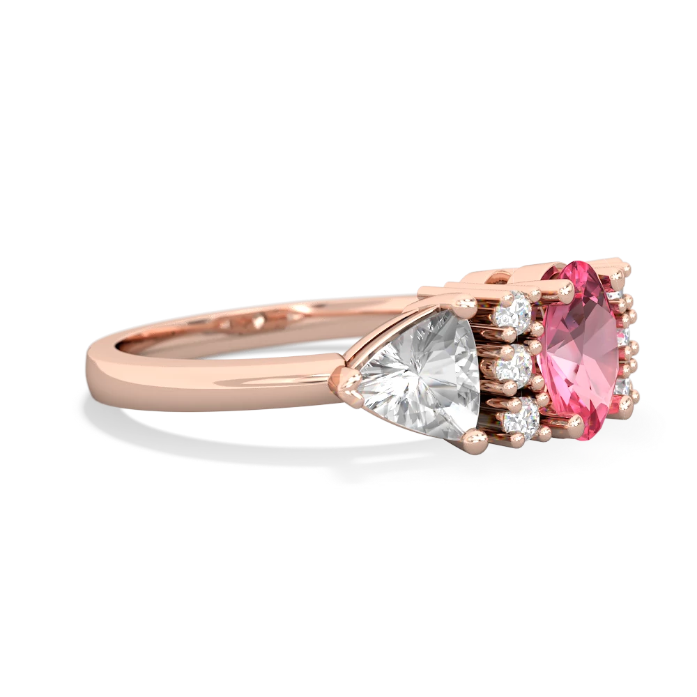 Lab Pink Sapphire Antique Style Three Stone 14K Rose Gold ring R2186