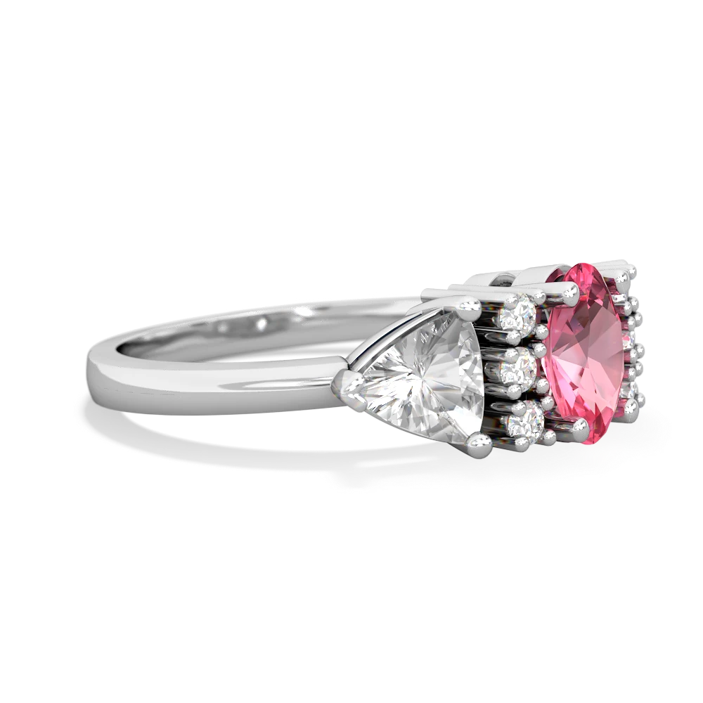 Lab Pink Sapphire Antique Style Three Stone 14K White Gold ring R2186