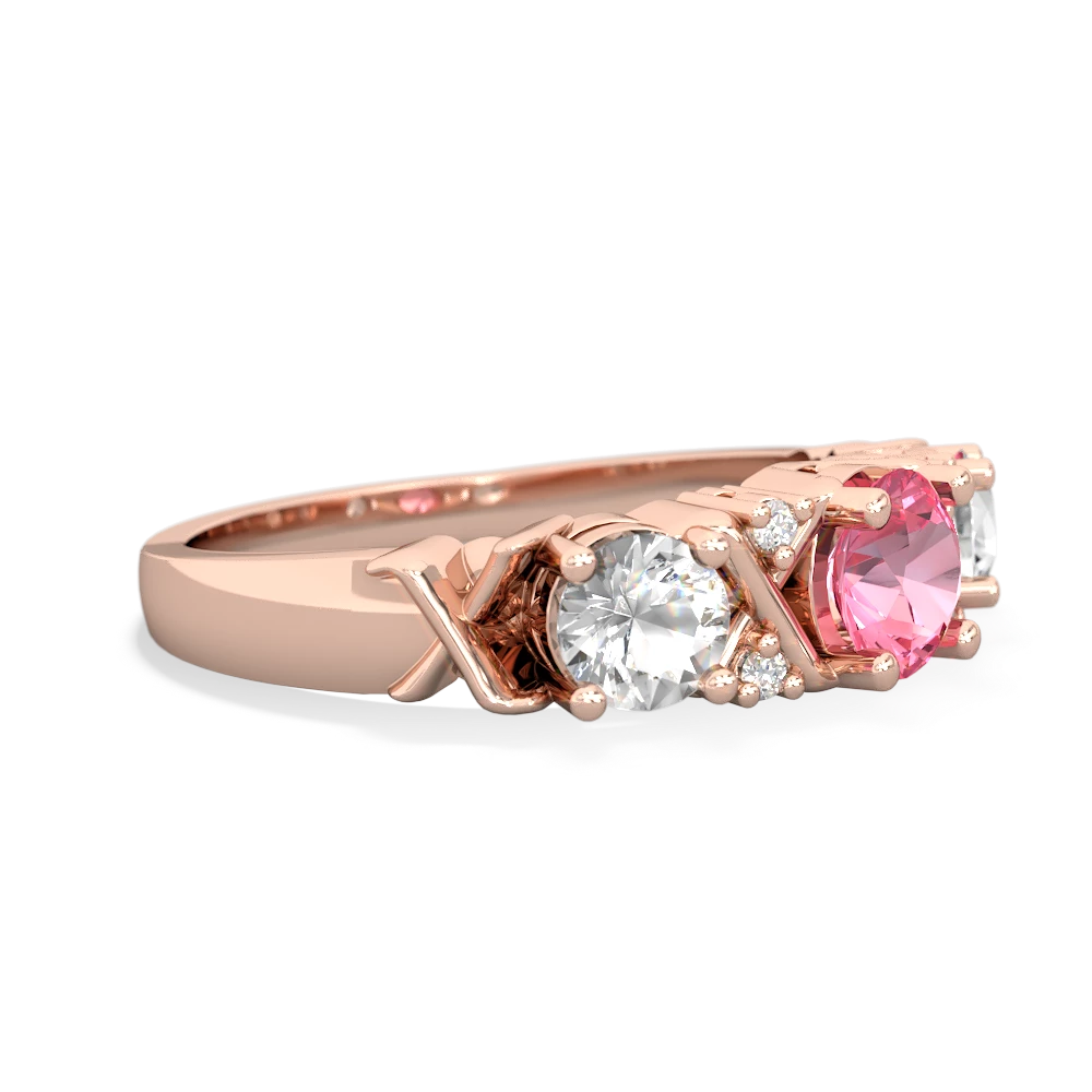 Lab Pink Sapphire Hugs And Kisses 14K Rose Gold ring R5016