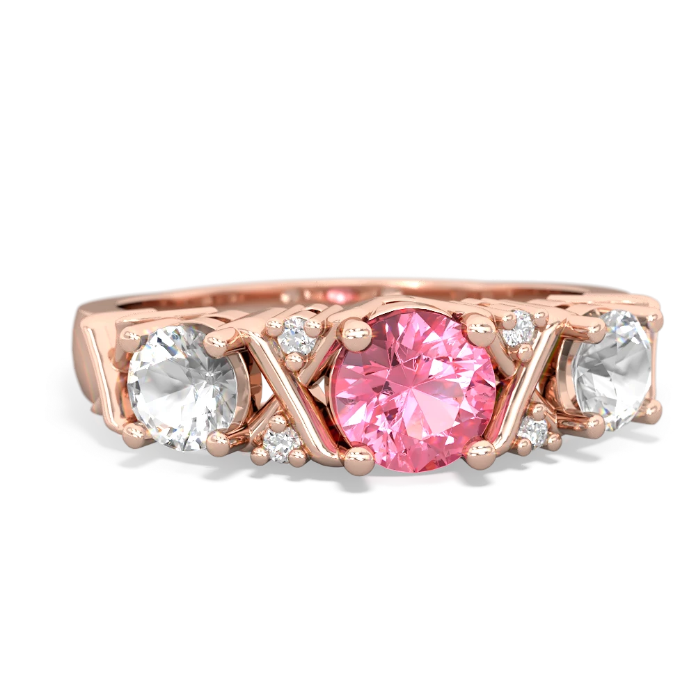 Lab Pink Sapphire Hugs And Kisses 14K Rose Gold ring R5016