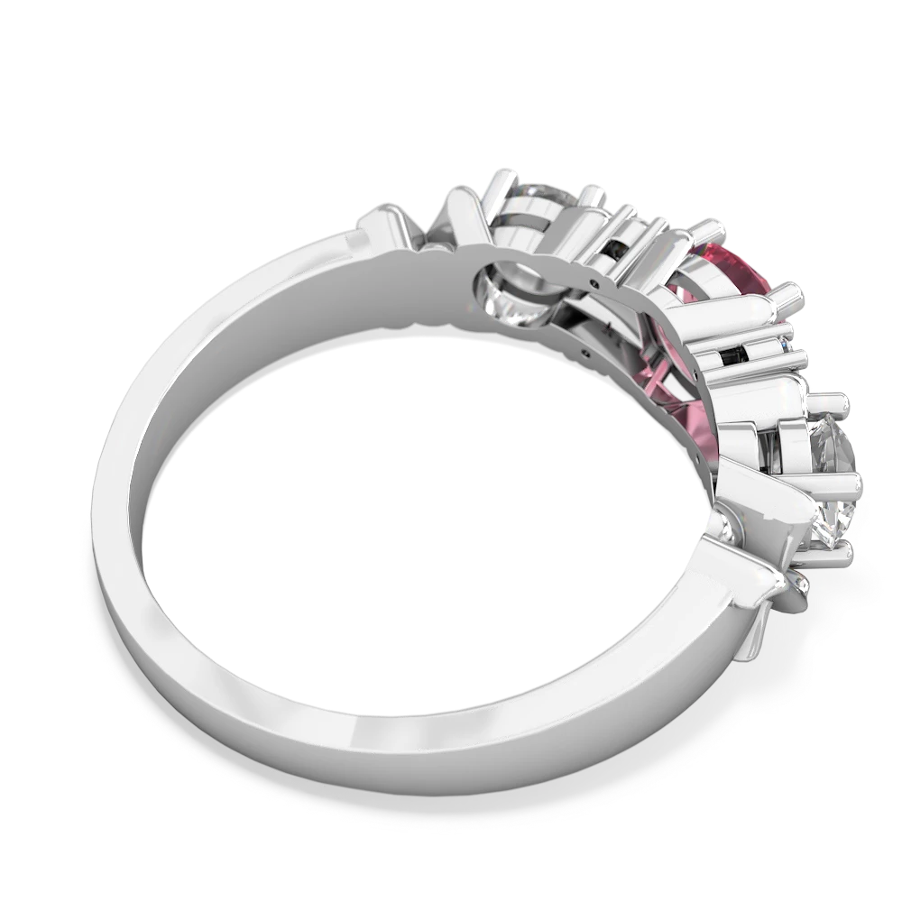 Lab Pink Sapphire Hugs And Kisses 14K White Gold ring R5016