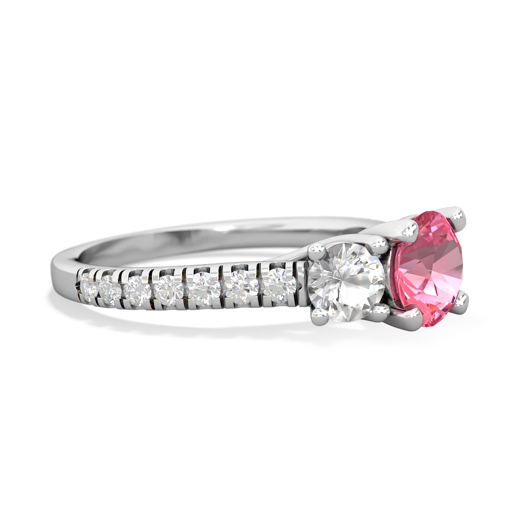 Lab Pink Sapphire Pave Trellis 14K White Gold ring R5500