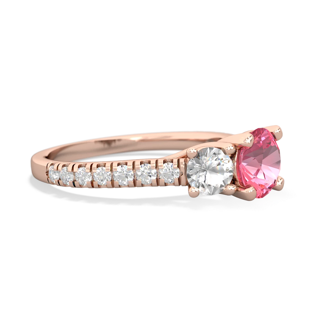 Lab Pink Sapphire Pave Trellis 14K Rose Gold ring R5500