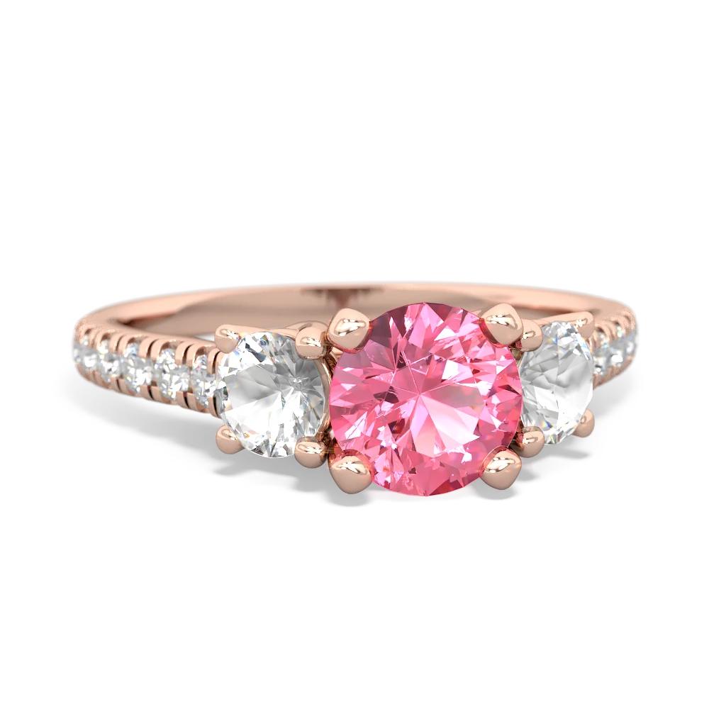 Lab Pink Sapphire Pave Trellis 14K Rose Gold ring R5500