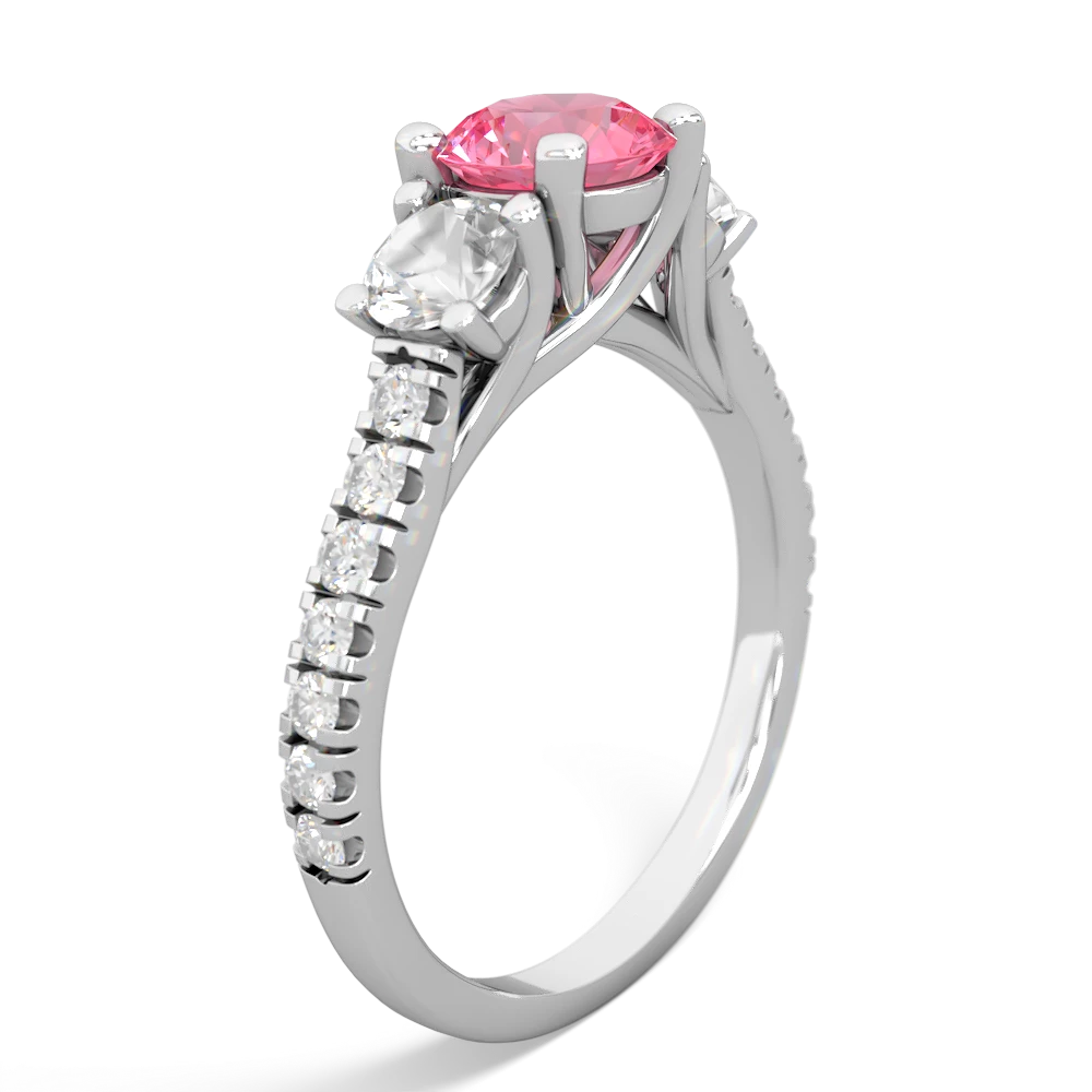 Lab Pink Sapphire Pave Trellis 14K White Gold ring R5500