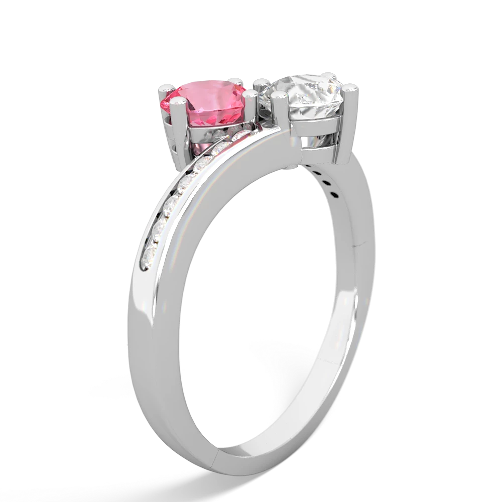 Lab Pink Sapphire Channel Set Two Stone 14K White Gold ring R5303