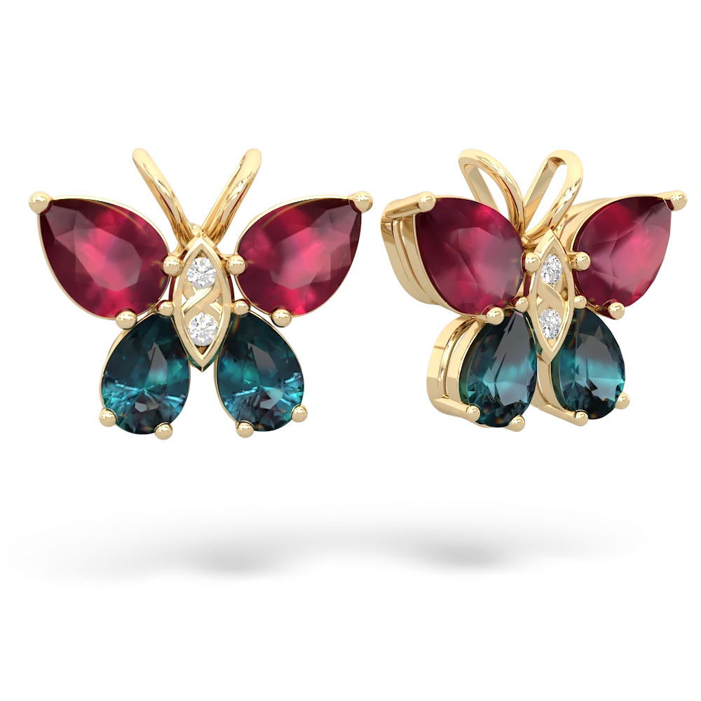 Ruby Butterfly 14K Yellow Gold earrings E2215