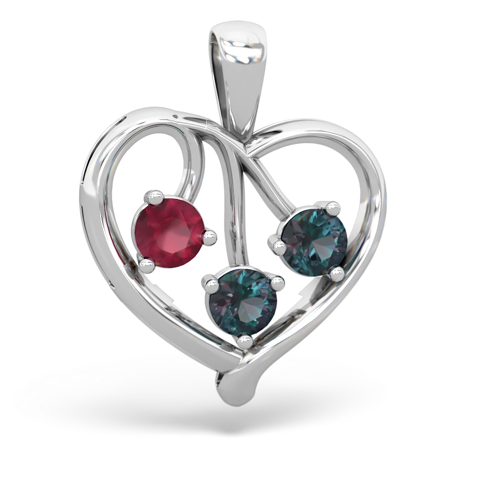 Ruby Glowing Heart 14K White Gold pendant P2233