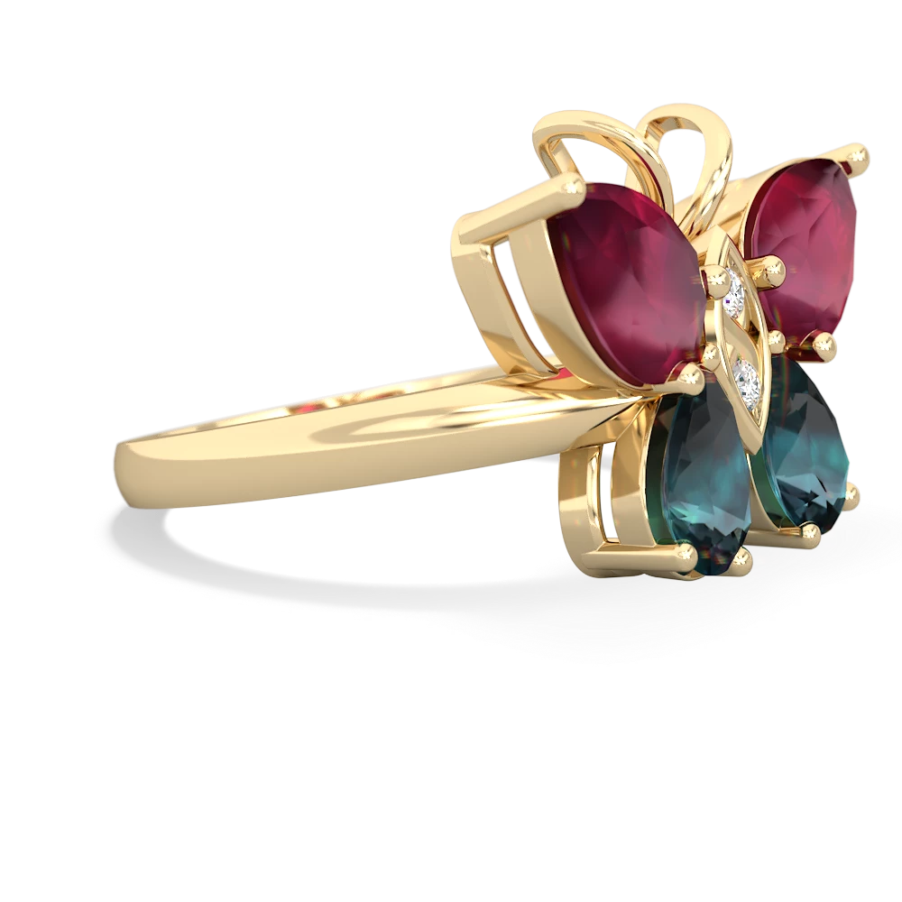 Ruby Butterfly 14K Yellow Gold ring R2215