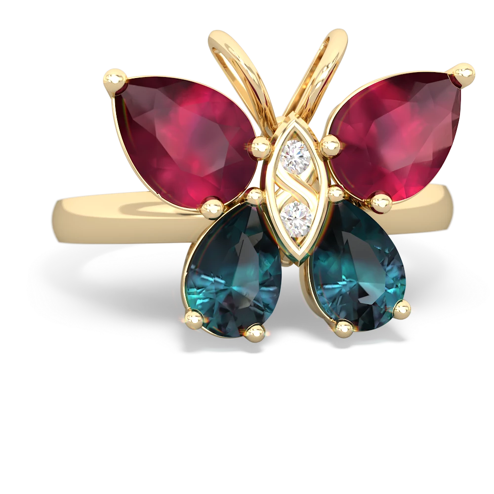 Ruby Butterfly 14K Yellow Gold ring R2215