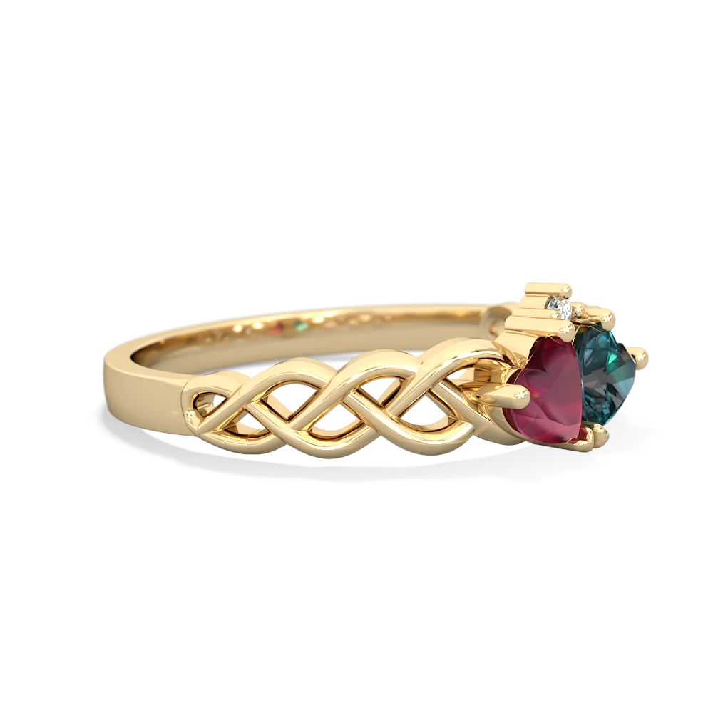 Ruby Heart To Heart Braid 14K Yellow Gold ring R5870