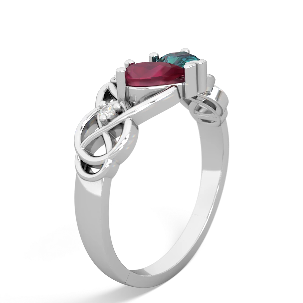 Ruby 'One Heart' Celtic Knot Claddagh 14K White Gold ring R5322