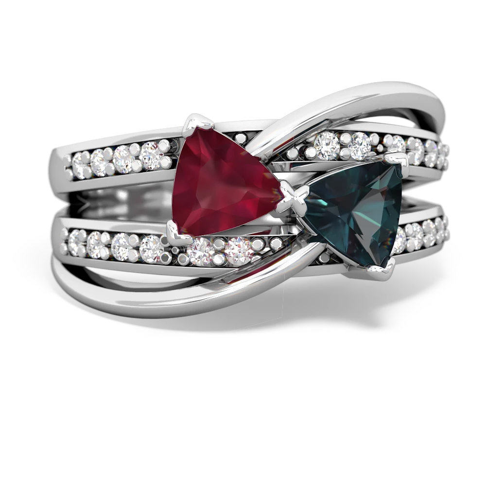 Ruby Bowtie 14K White Gold ring R2360