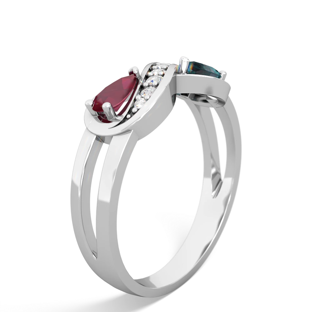 Ruby Diamond Infinity 14K White Gold ring R5390