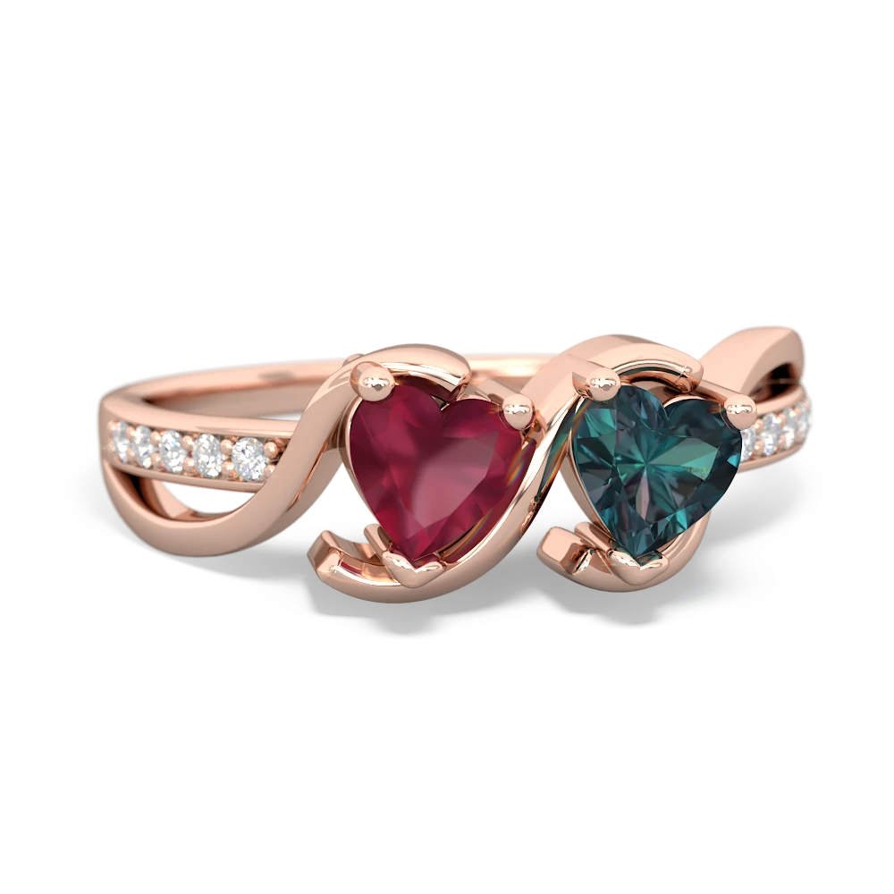 Ruby Side By Side 14K Rose Gold ring R3090