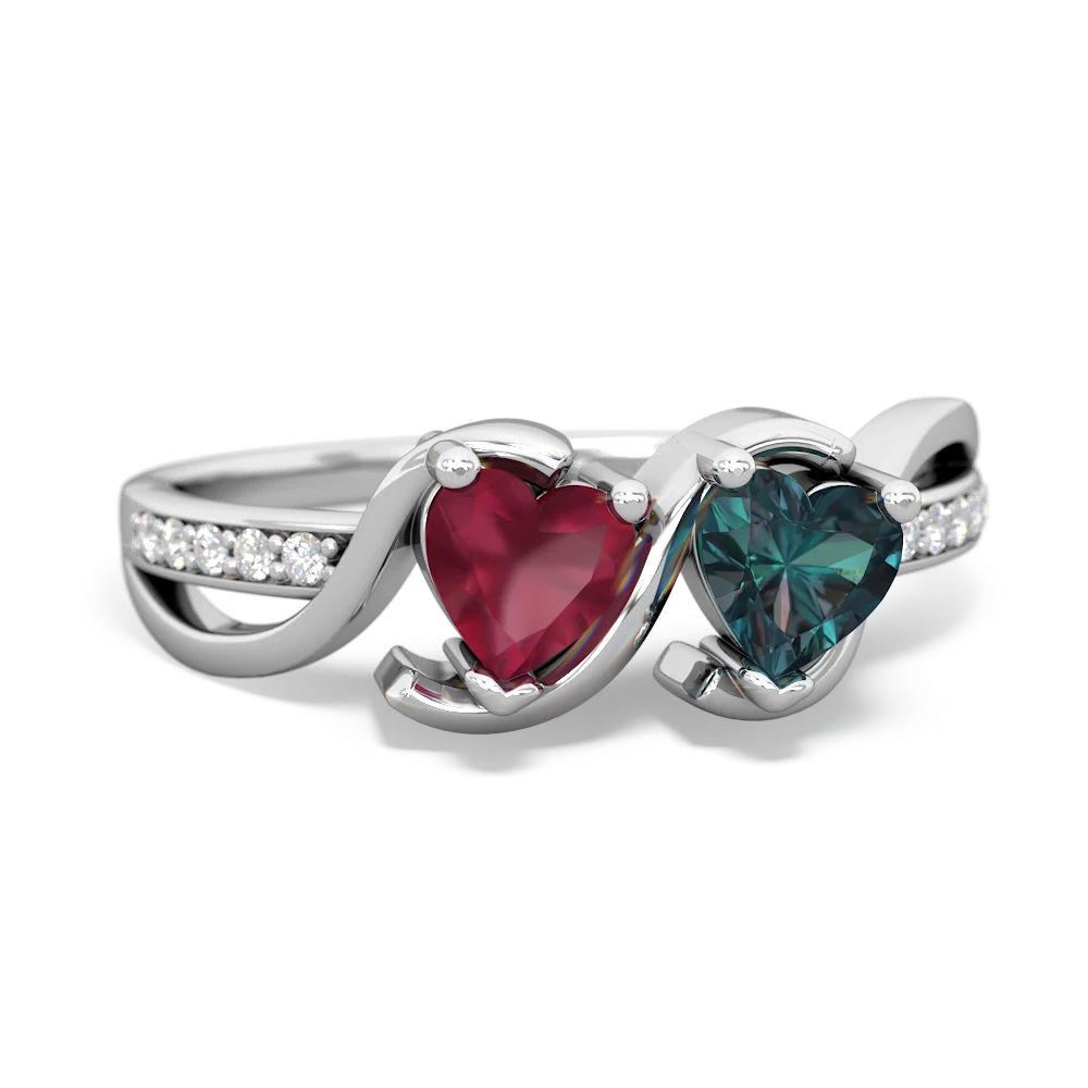 Ruby Side By Side 14K White Gold ring R3090