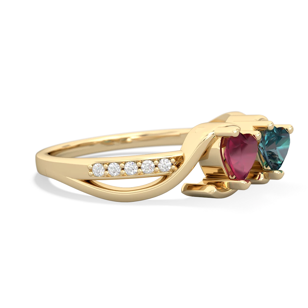 Ruby Side By Side 14K Yellow Gold ring R3090