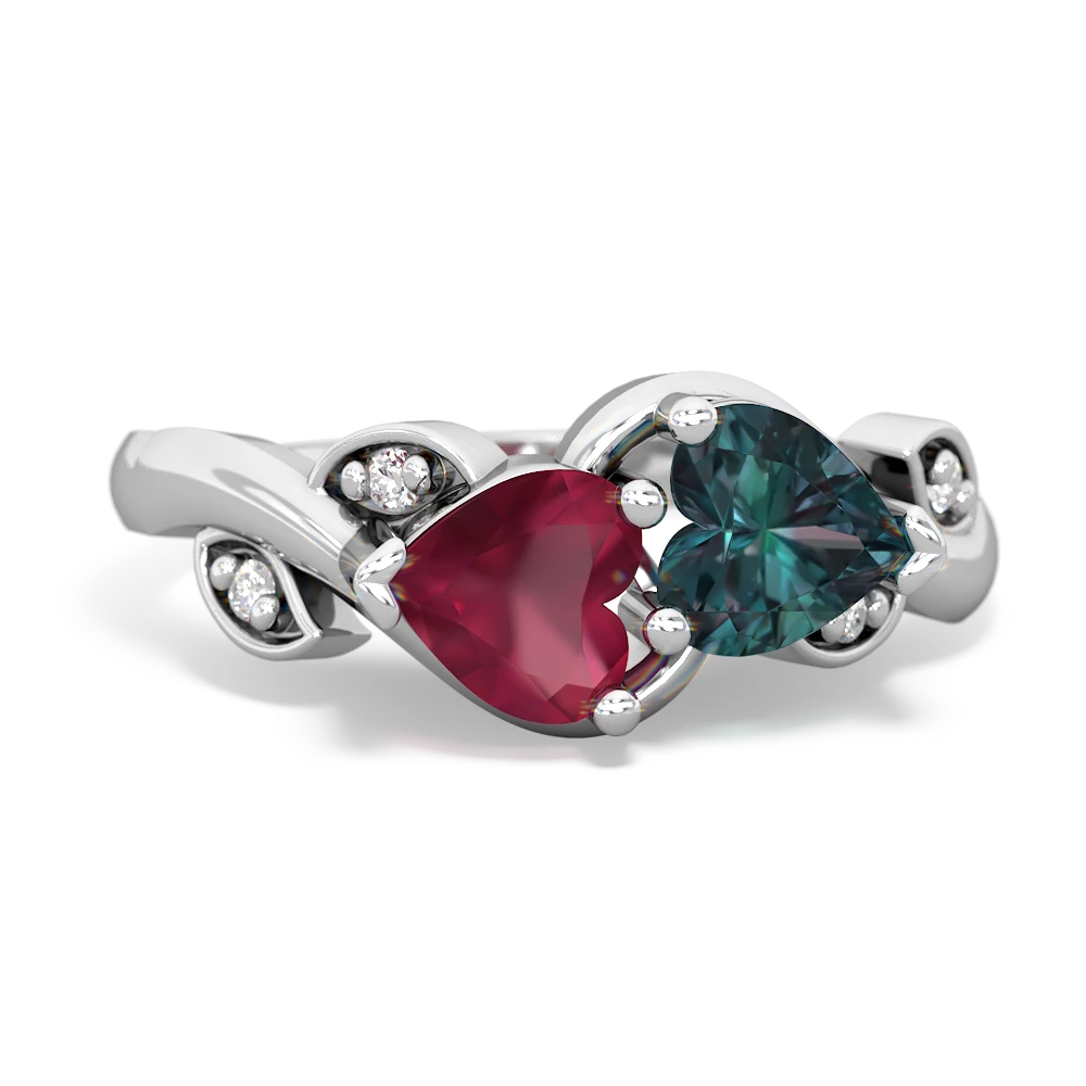 Ruby Floral Elegance 14K White Gold ring R5790