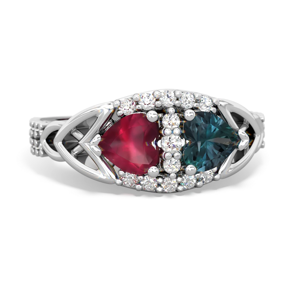 Ruby Sparkling Celtic Knot 14K White Gold ring R2645