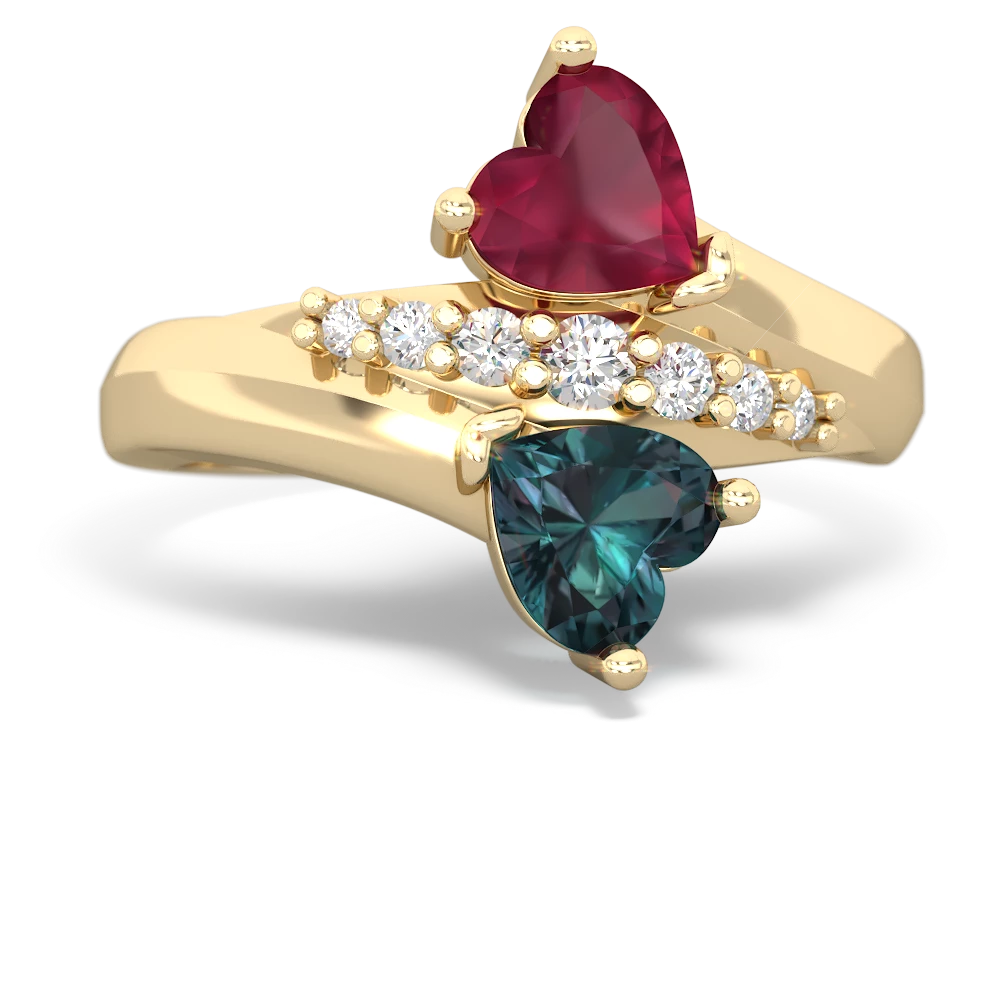 Ruby Heart To Heart 14K Yellow Gold ring R2064