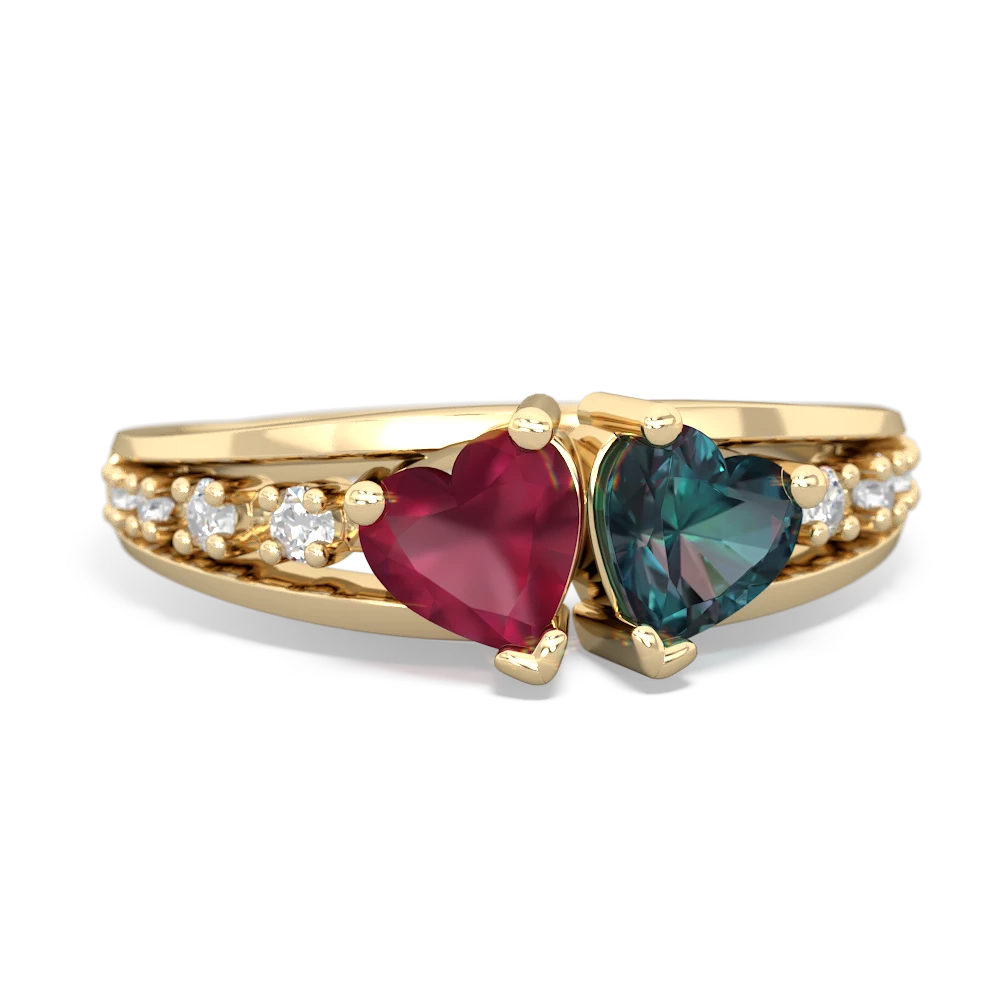 Ruby Heart To Heart 14K Yellow Gold ring R3342