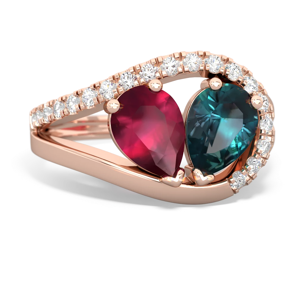 Ruby Nestled Heart Keepsake 14K Rose Gold ring R5650