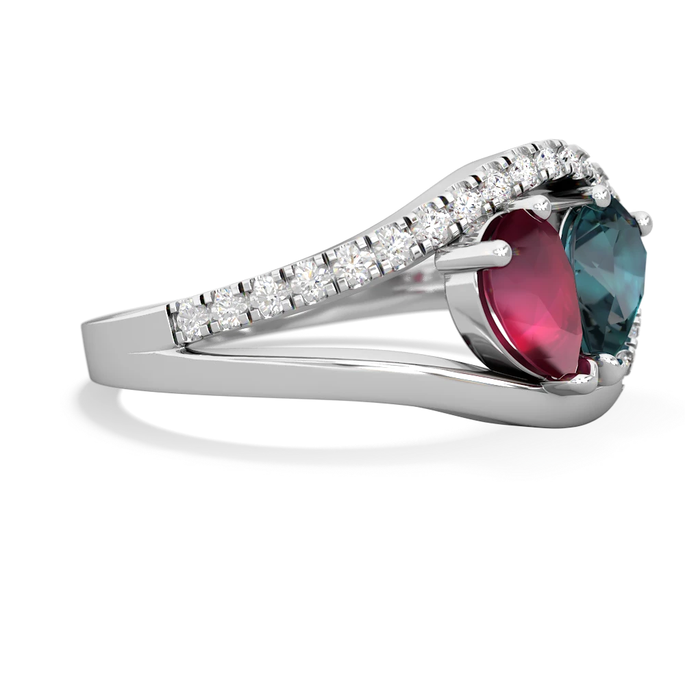 Ruby Nestled Heart Keepsake 14K White Gold ring R5650