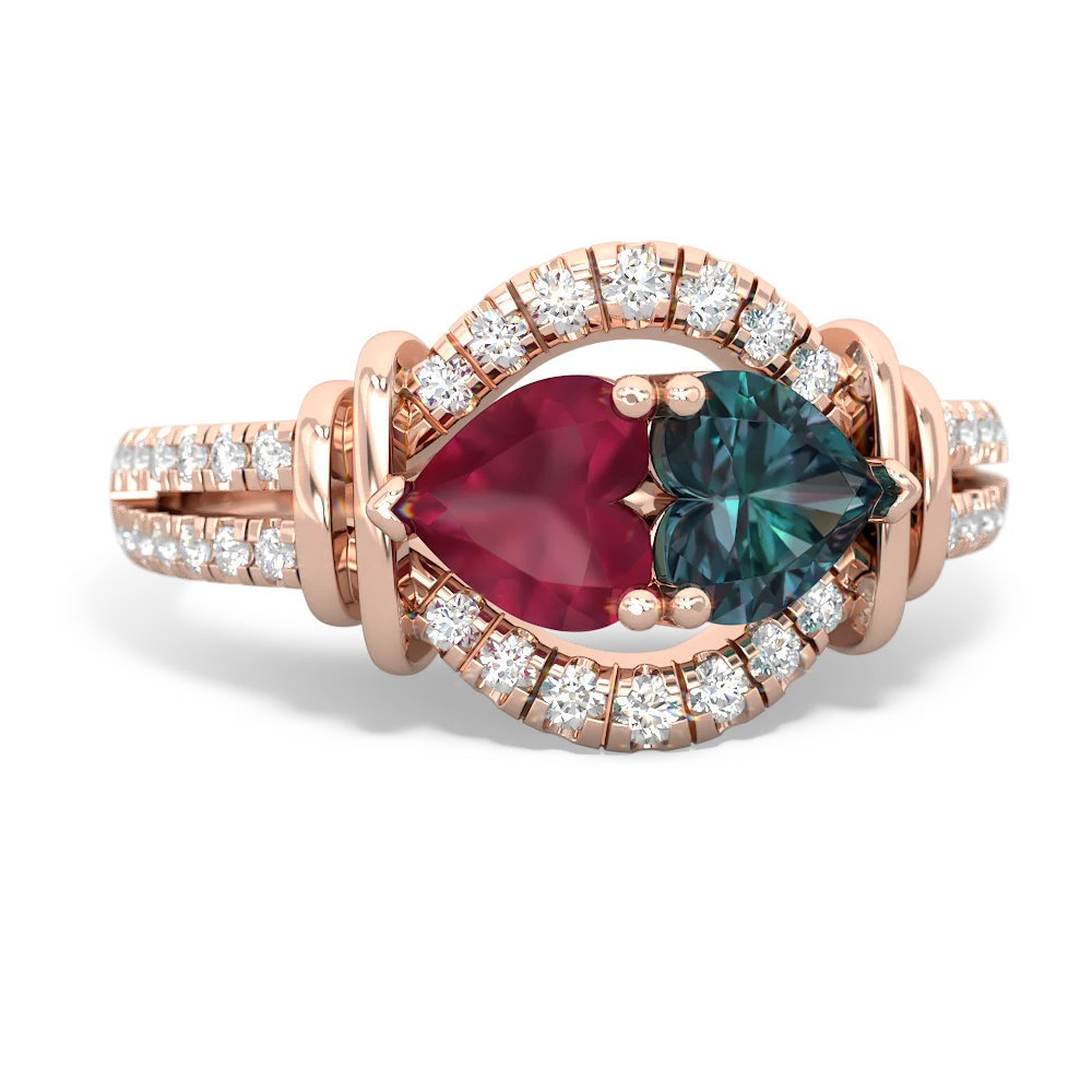 Ruby Art-Deco Keepsake 14K Rose Gold ring R5630