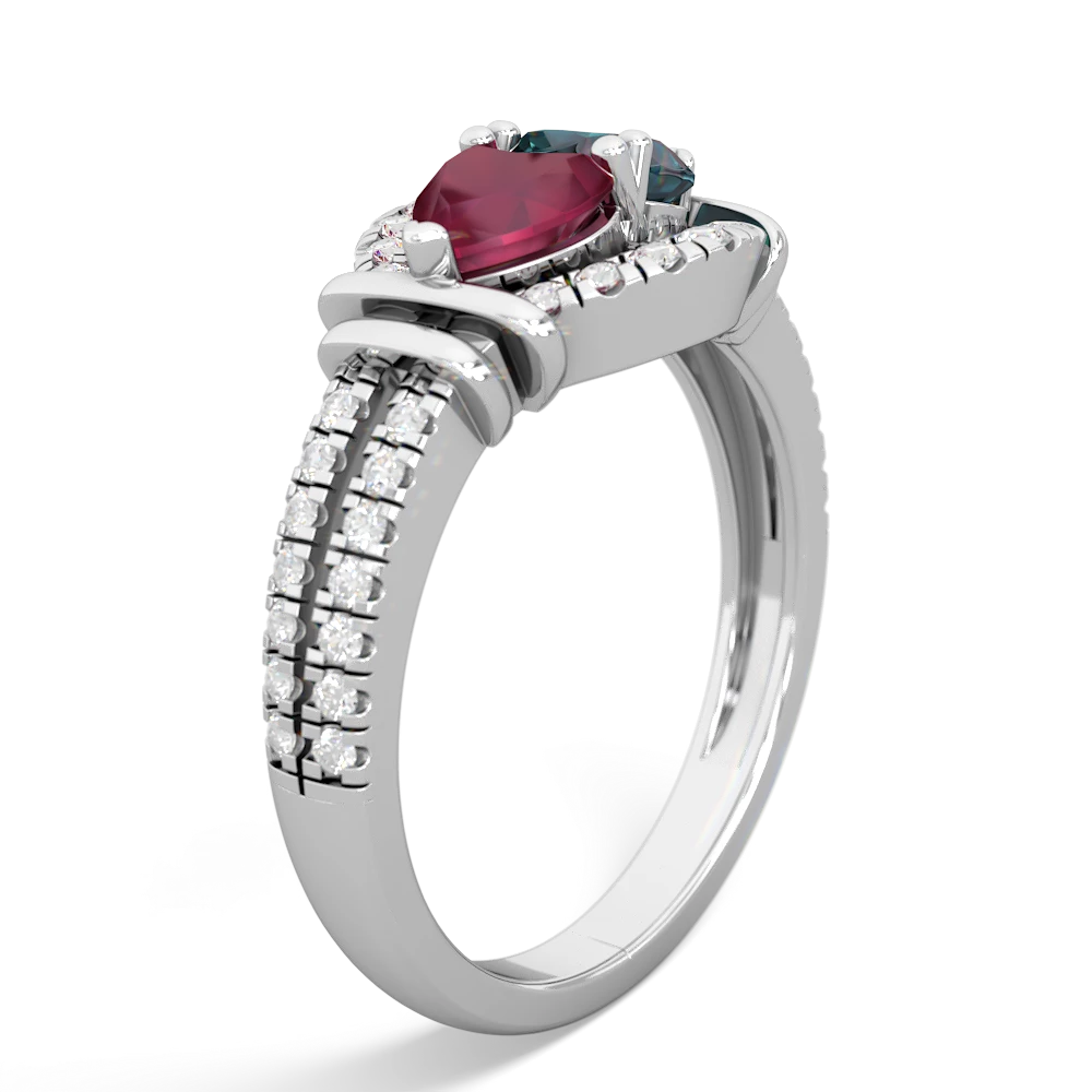 Ruby Art-Deco Keepsake 14K White Gold ring R5630