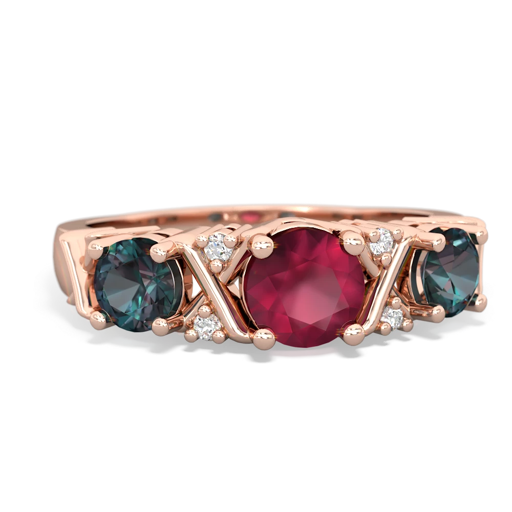 Ruby Hugs And Kisses 14K Rose Gold ring R5016