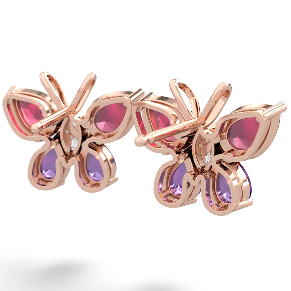 Ruby Butterfly 14K Rose Gold earrings E2215