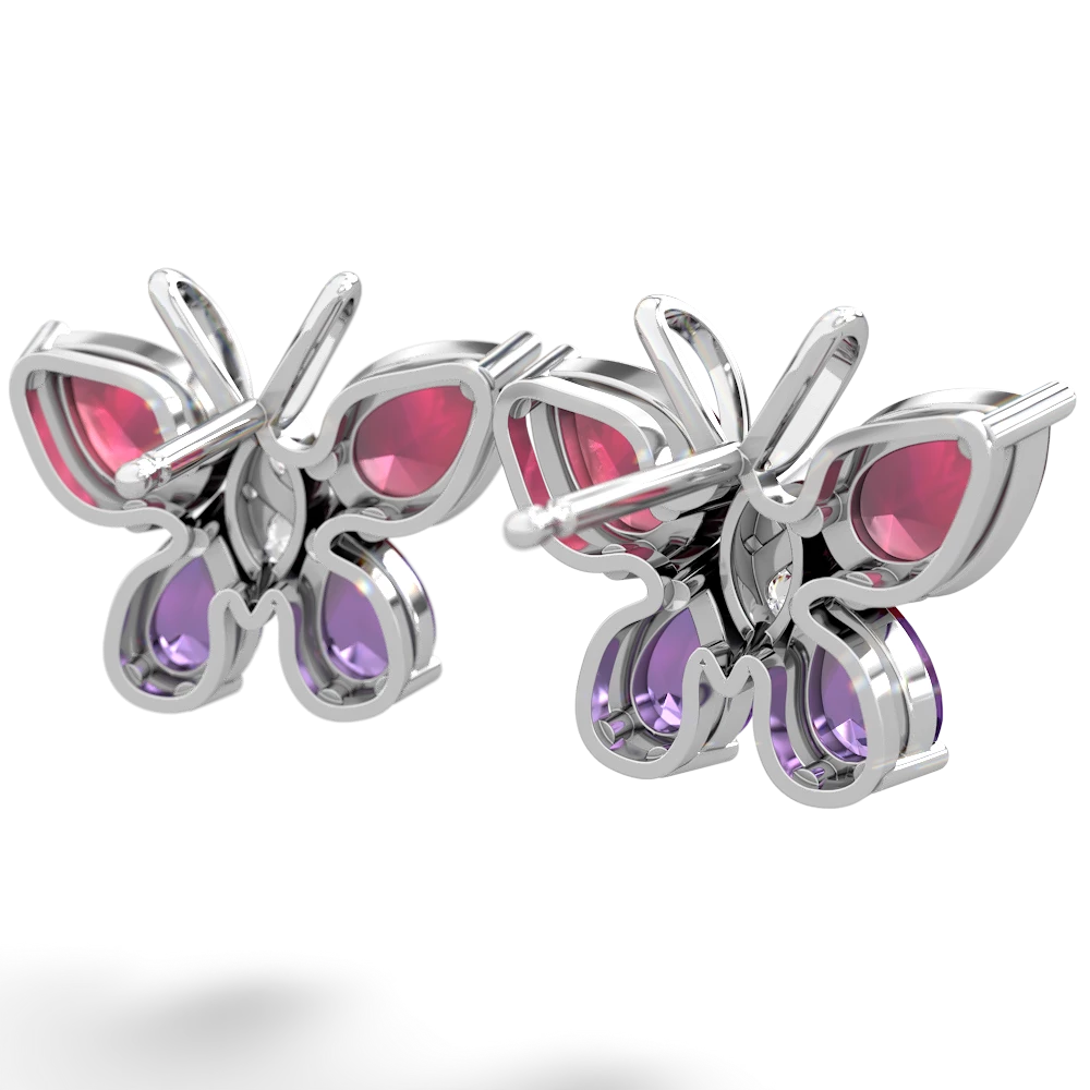 Ruby Butterfly 14K White Gold earrings E2215