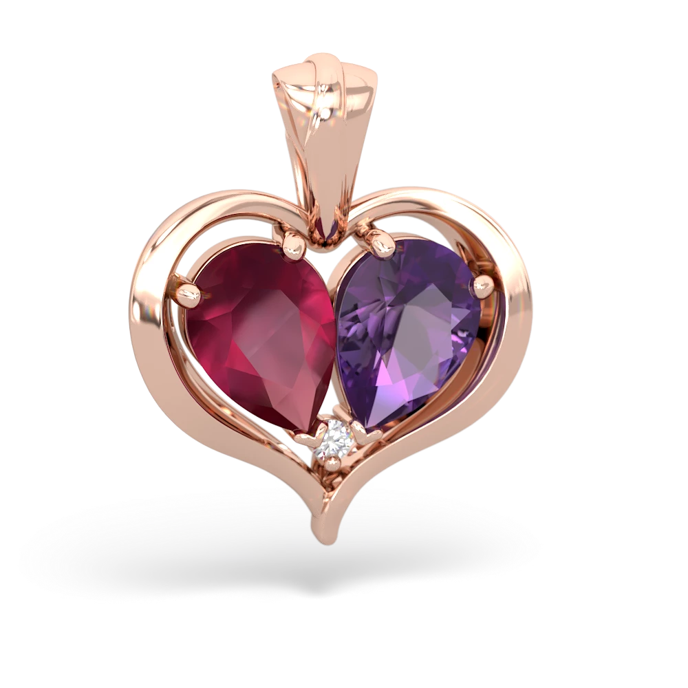 Ruby Two Become One 14K Rose Gold pendant P5330