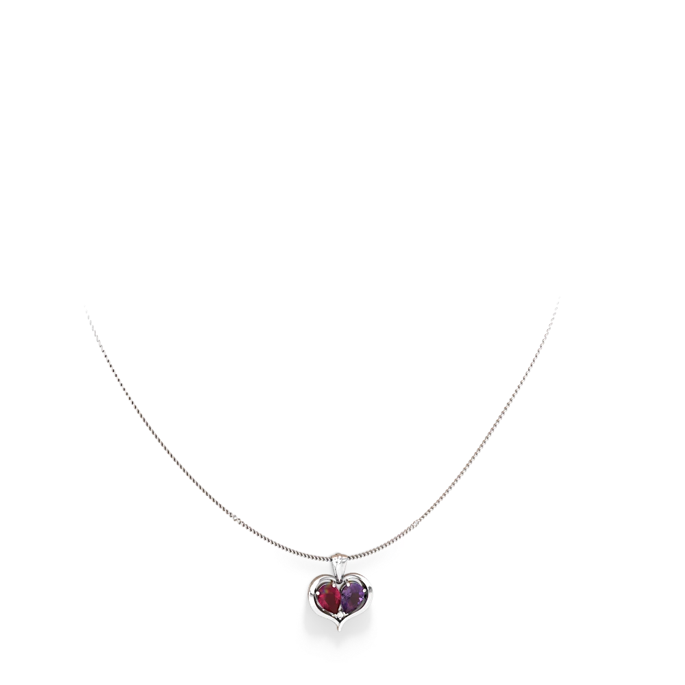 Ruby Two Become One 14K White Gold pendant P5330