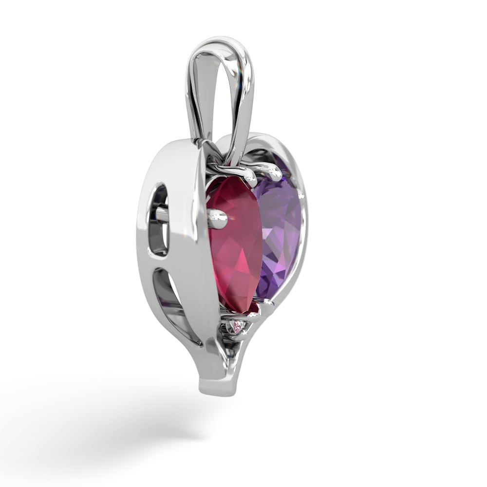 Ruby Two Become One 14K White Gold pendant P5330