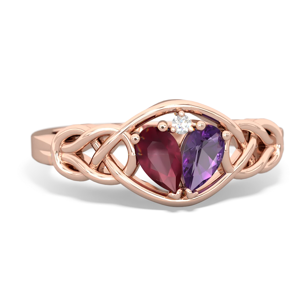 Ruby Celtic Love Knot 14K Rose Gold ring R5420