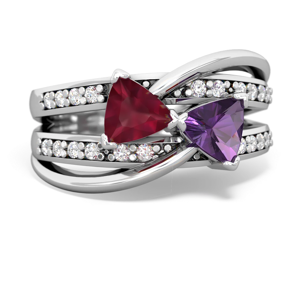 Ruby Bowtie 14K White Gold ring R2360