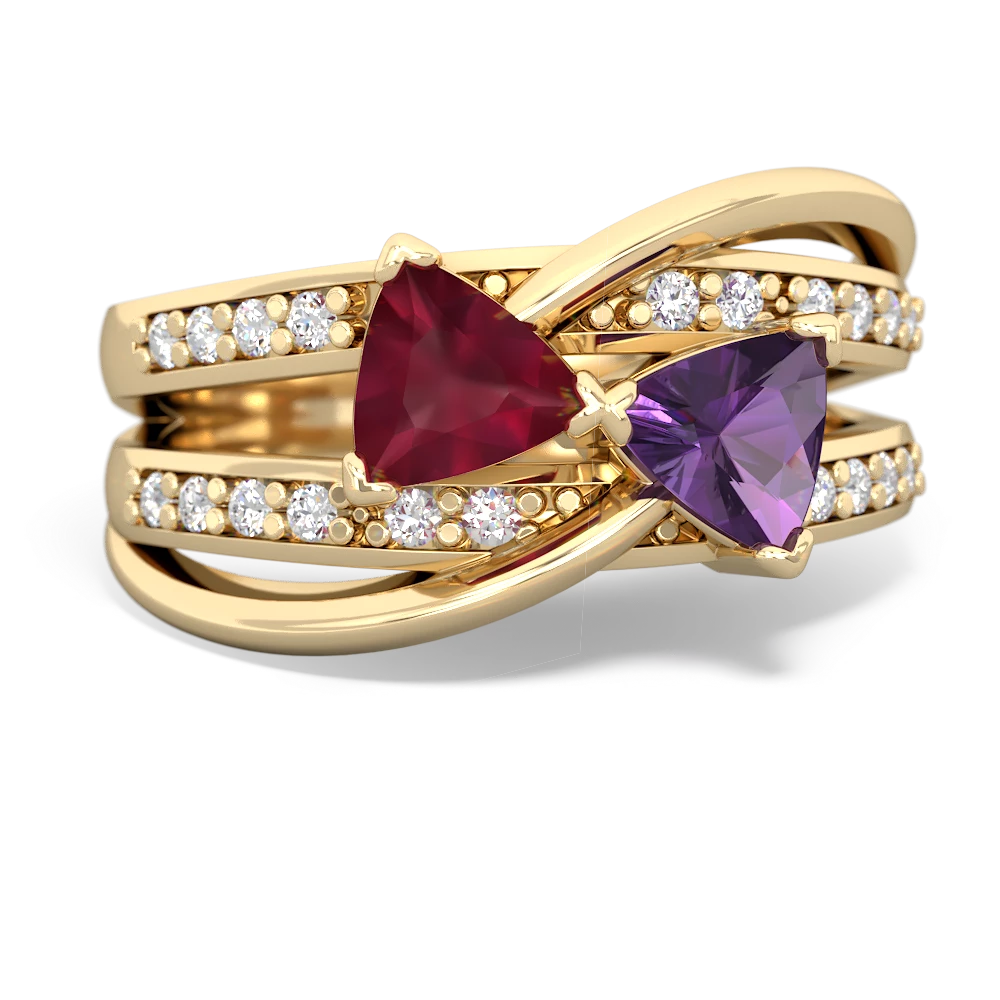 Ruby Bowtie 14K Yellow Gold ring R2360